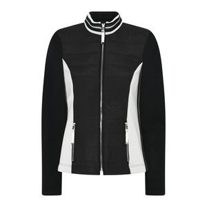 Women's Athleisure Jacket Size 12 I'CONA Full Zipper Black and White NWT